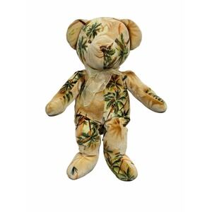 Bestever Brand Tropical Print Plush Teddy Bear Soft Stuffed Animal Palms Bow 12"